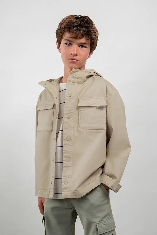 Dječja jakna Mayoral Boston by Mayoral s kapuljačom bež 6425.7H.Boston.PPY2