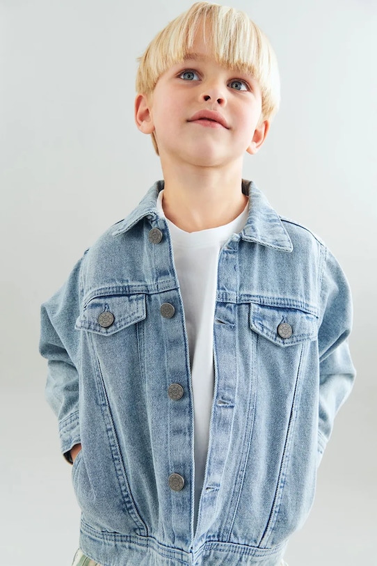 Wheat kurtka jeansowa dziecięca bez kaptura niebieski 7202.432.GOTS