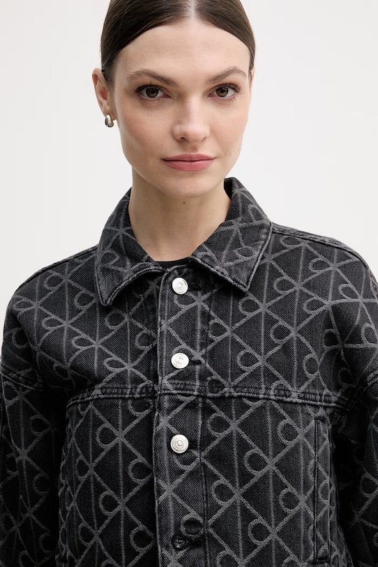 Τζιν μπουφάν Calvin Klein Jeans μαύρο LV047E621G