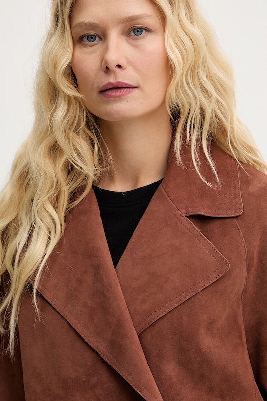 Weekend Max Mara krótka kurtka damska zamszowa SOSPIRO brązowy 2615441011600