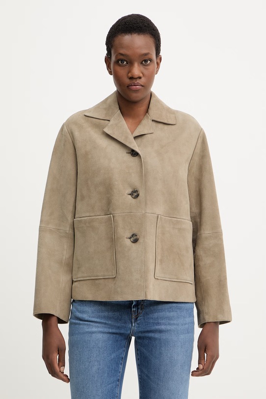 Semišová bunda Weekend Max Mara PALCHI bez kapucne zelená 2615441021600