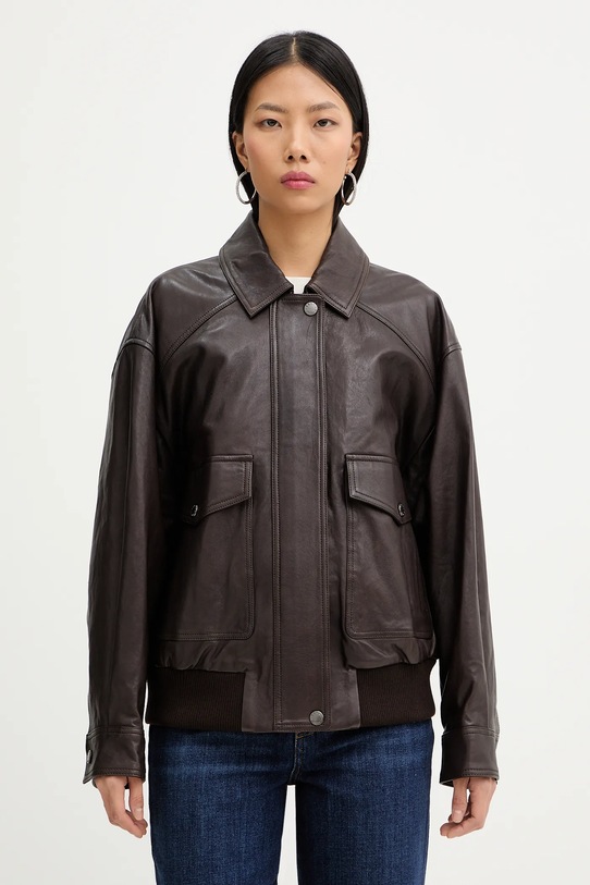 Weekend Max Mara kurtka skórzana GIGANTE nieocieplane brązowy 2615441061600