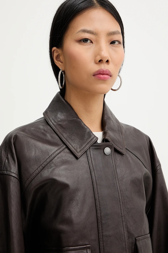 Weekend Max Mara kurtka skórzana GIGANTE brązowy 2615441061600