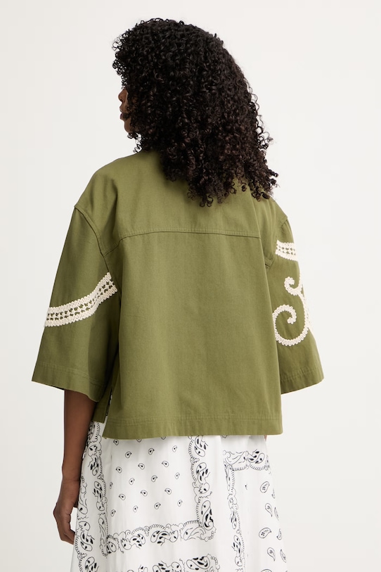 Odjeća Weekend Max Mara jakna u stilu košulje ženska od pamuka COMO 2615041012600 zelena