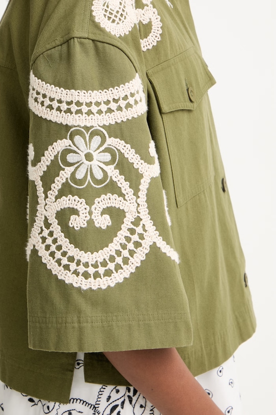 Weekend Max Mara jakna u stilu košulje ženska od pamuka COMO zelena 2615041012600