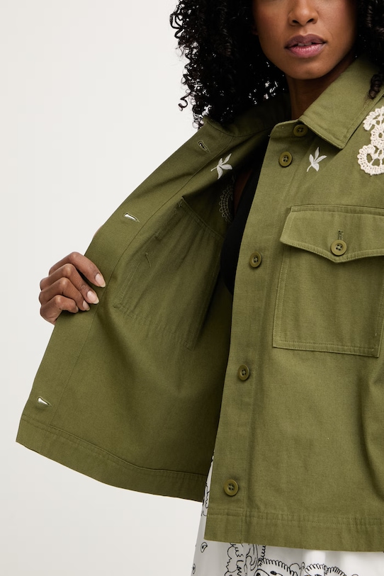 Weekend Max Mara jakna u stilu košulje ženska od pamuka COMO 2615041012600 zelena