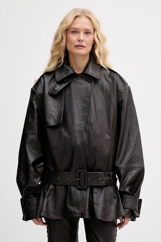 Rotate kurtka skórzana bez kaptura brązowy 1158171667