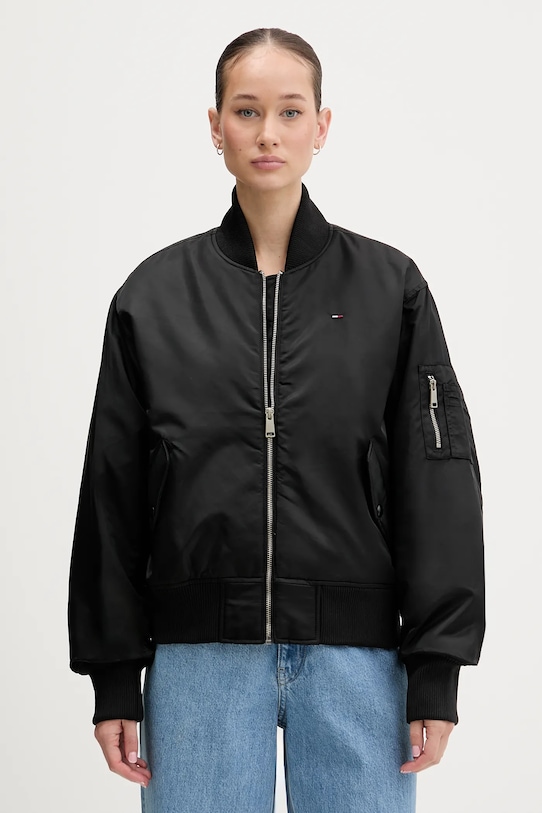 Tommy Jeans kurtka bomber bez kaptura czarny DW0DW22046