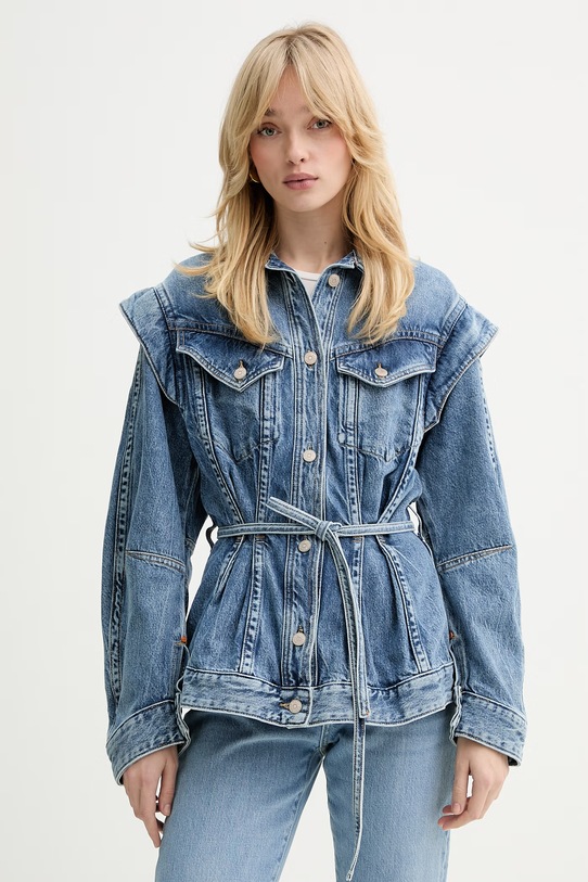 Τζιν μπουφάν BOSS Orange C CHINCHED JACKET χωρίς κουκούλα μπλε 50552472