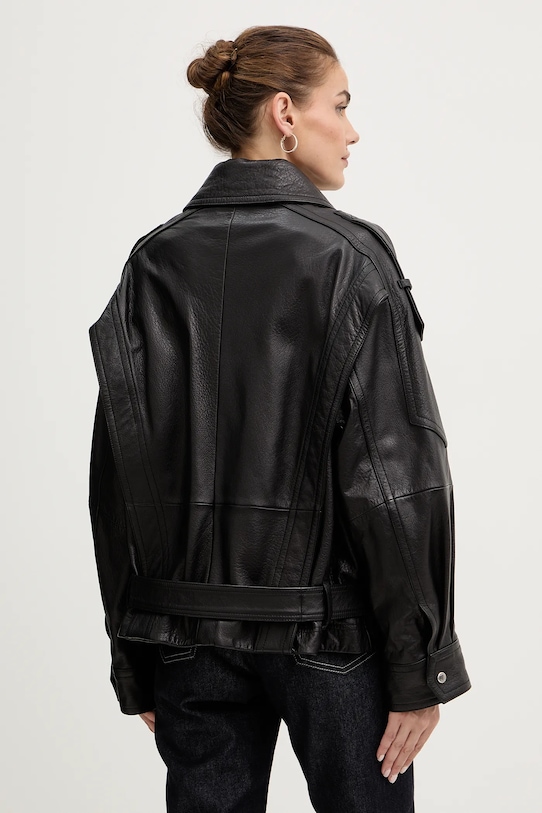 Odzież BOSS Orange ramoneska skórzana 50552201 czarny