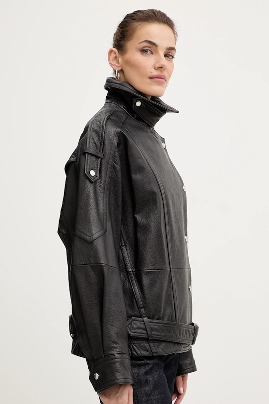 BOSS Orange ramoneska skórzana czarny 50552201