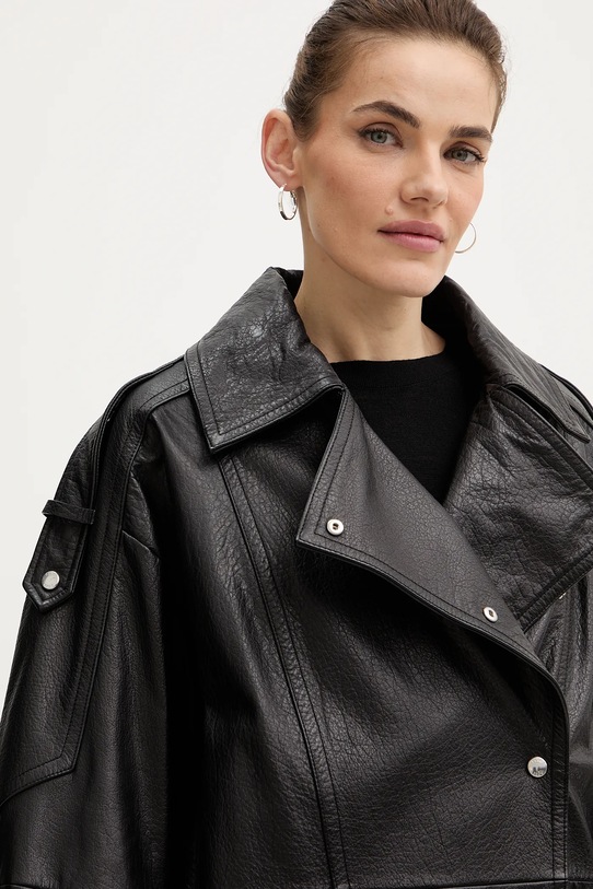 BOSS Orange ramoneska skórzana 50552201 czarny