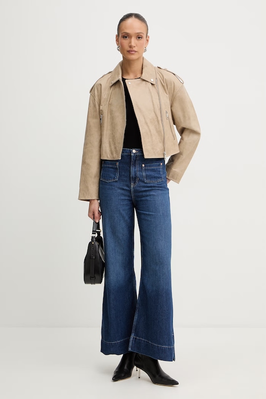 Kožená bunda BOSS Orange C Salace 50554143 béžová SS26