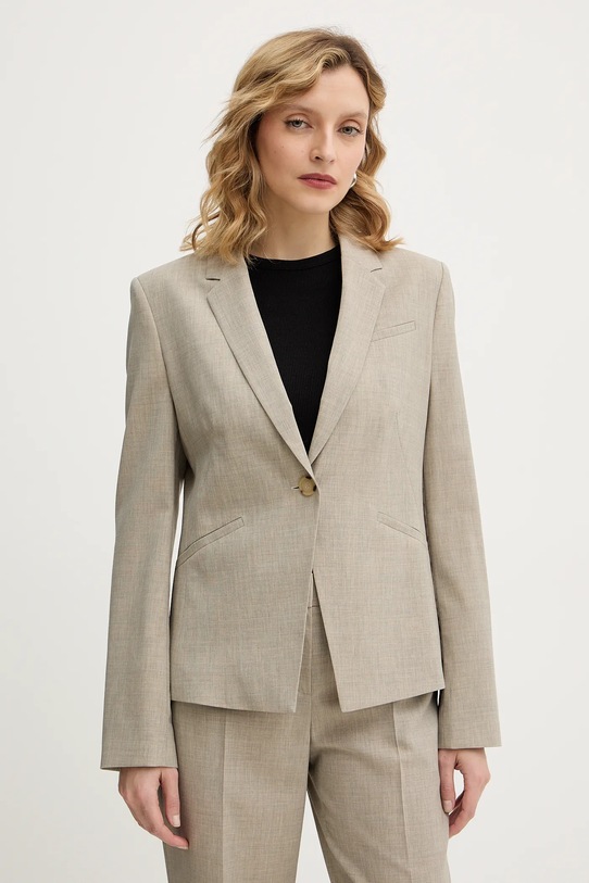 Шерстяной пиджак BOSS меланж бежевый 50542010