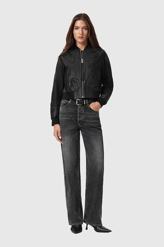 Odzież AllSaints kurtka bomber skórzana W090LD czarny