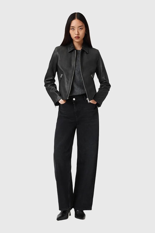 Odzież AllSaints kurtka skórzana W057LD czarny