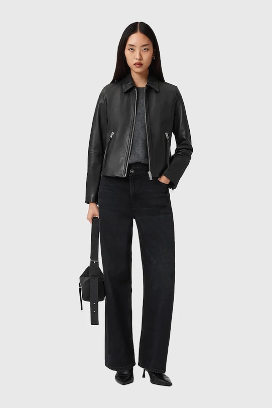 AllSaints kurtka skórzana W057LD czarny