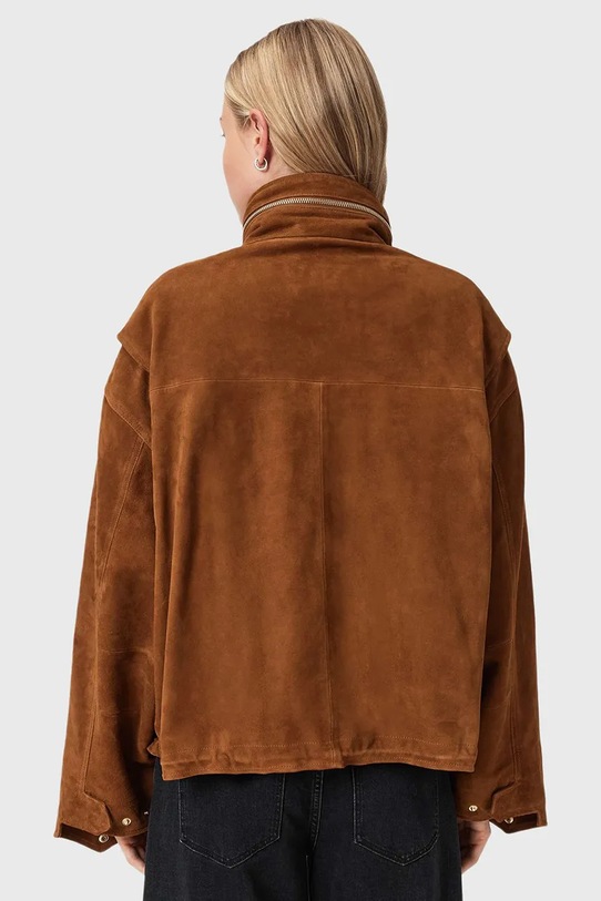 AllSaints kurtka zamszowa W087LD brązowy SS26