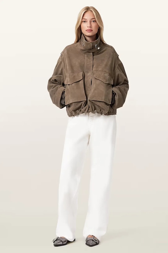 Odzież AllSaints kurtka przejściowa damska zamszowa W087LD brązowy