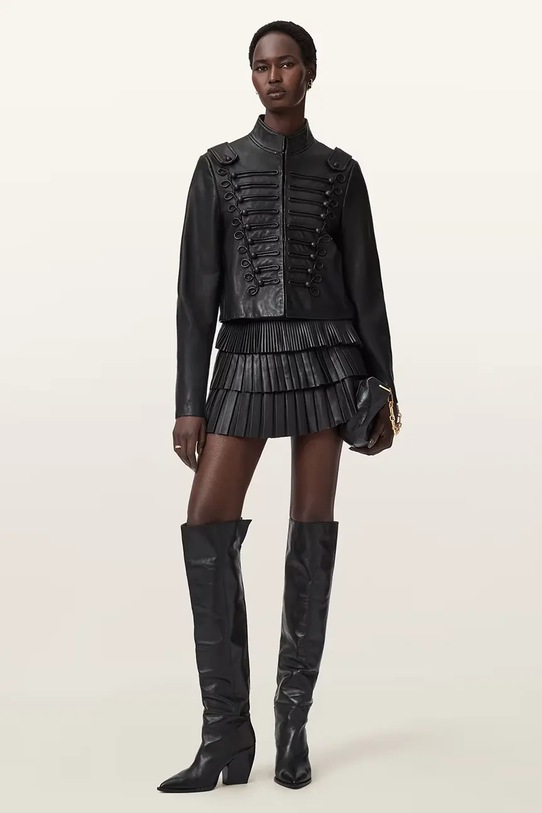 Odzież AllSaints kurtka skórzana W075LD czarny