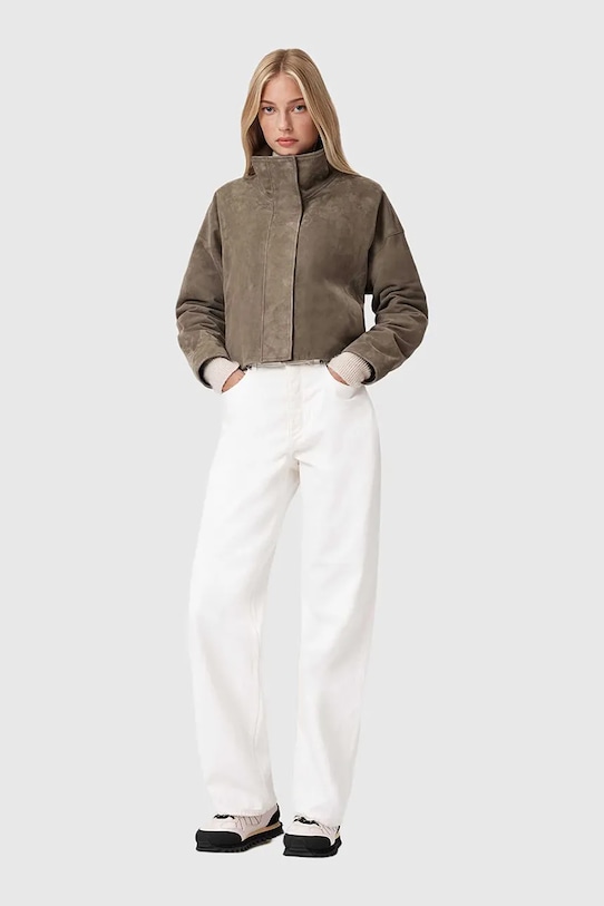 Îmbrăcăminte AllSaints geacă din piele întoarsă W092LD bej