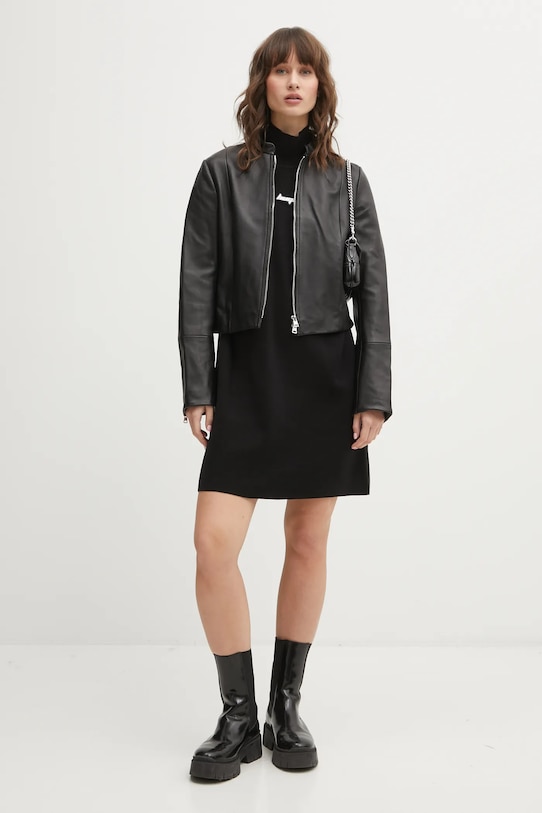 Δερμάτινο μπουφάν HUGO Lasari 50555743 μαύρο SS26