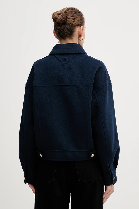 Odzież Tommy Hilfiger płaszcz z dodatkiem wełny WW0WW47759 granatowy