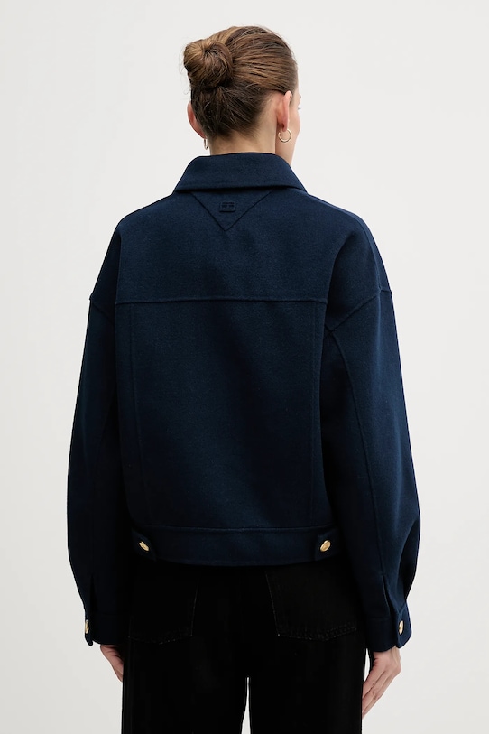 Odzież Tommy Hilfiger płaszcz z dodatkiem wełny WW0WW47759 granatowy