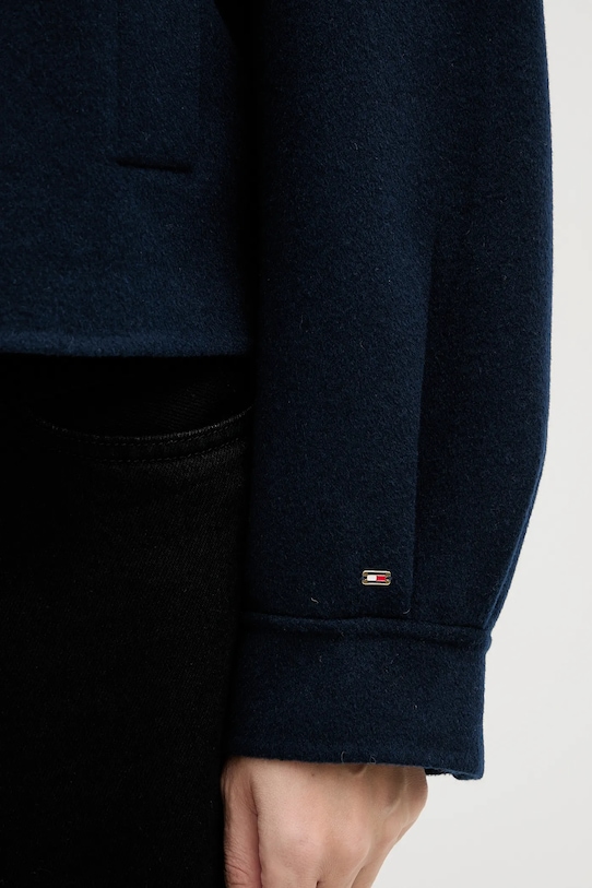 Tommy Hilfiger płaszcz z dodatkiem wełny WW0WW47759 granatowy