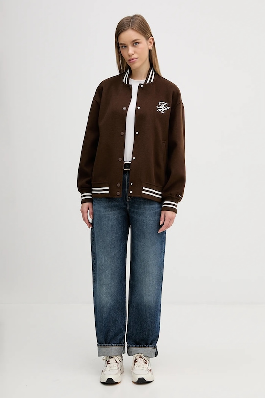 Tommy Hilfiger kurtka bomber z dodatkiem wełny WW0WW47760 brązowy SS26