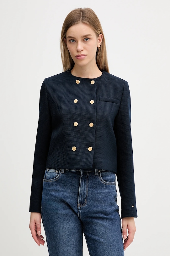 Μπουφάν με προσθήκη μάλλινου υφάσματος Tommy Hilfiger χωρίς μόνωση σκούρο μπλε WW0WW47792