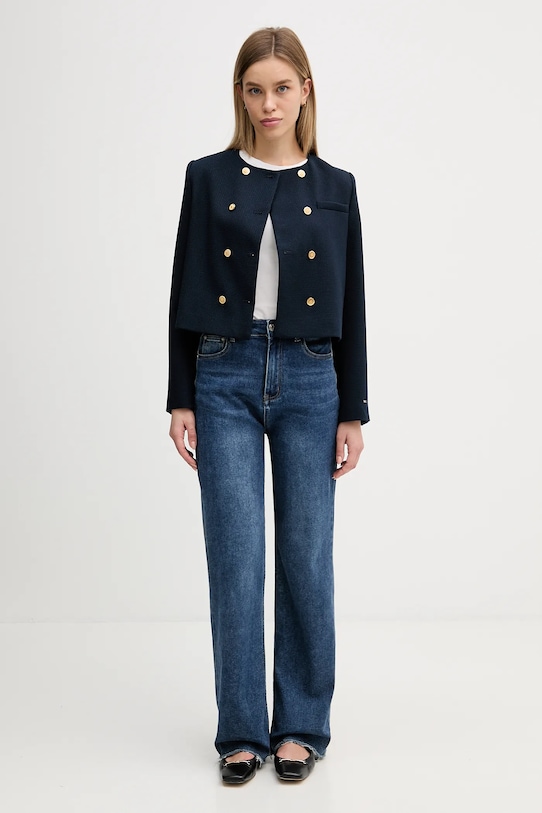 Μπουφάν με προσθήκη μάλλινου υφάσματος Tommy Hilfiger WW0WW47792 σκούρο μπλε SS26