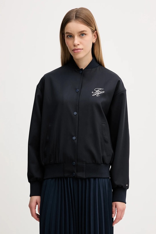 Tommy Hilfiger kurtka bomber z dodatkiem wełny bez kaptura granatowy WW0WW49392