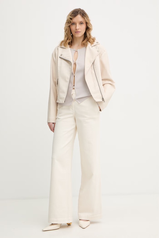 Δερμάτινο μπουφάν Guess NADA W6RL09.WH1X0 μπεζ SS26