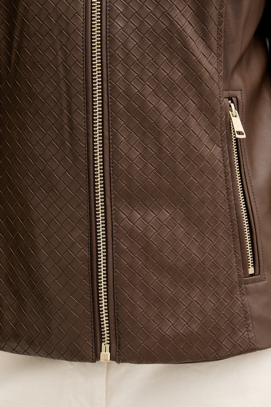 Δερμάτινο μπουφάν Guess CLAUDINE W6RL52.WL850 καφέ