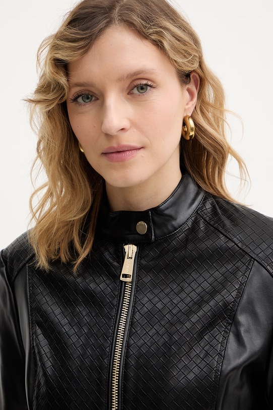 Δερμάτινο μπουφάν Guess CLAUDINE μαύρο W6RL52.WL850