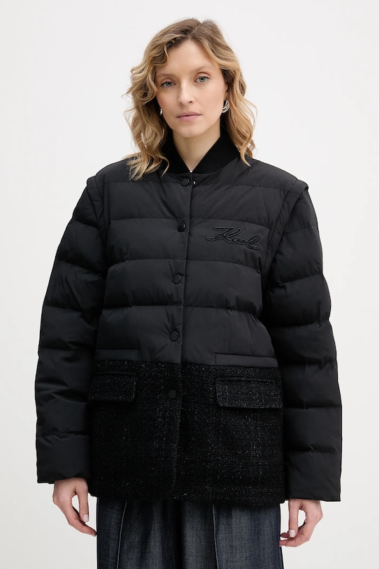 Μπουφάν με προσθήκη μάλλινου υφάσματος Karl Lagerfeld άλλο μαύρο B1W15010