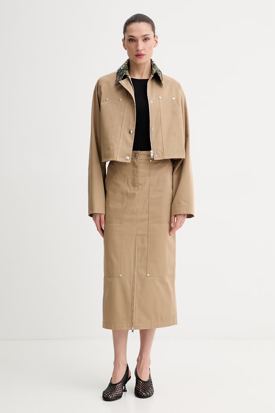 MSGM krótka kurtka damska bawełniana 4041MDH04Y.267104 beżowy SS26