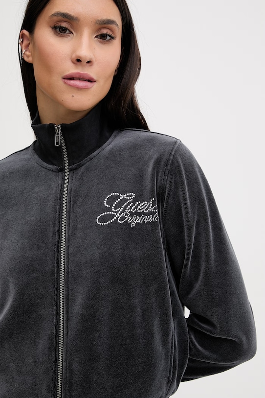 Guess Originals bluza welurowa szary W6RQ26.KCUF1