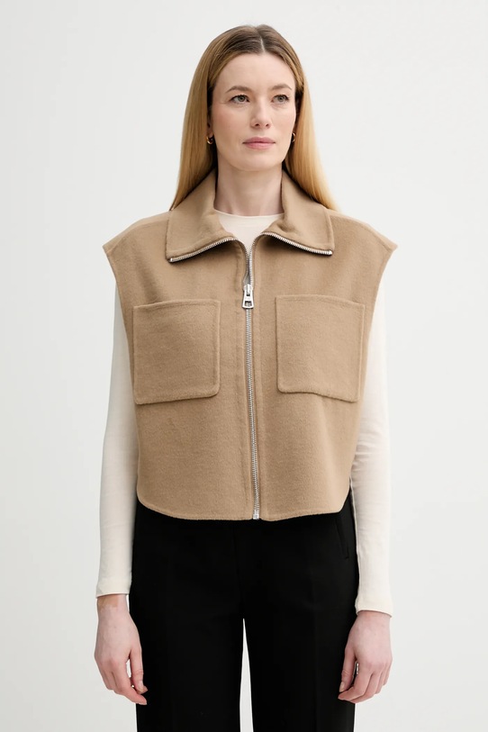 Marc O'Polo bezrękawnik z dodatkiem wełny bez kaptura beżowy 600005172013