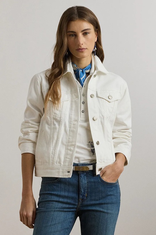 Lauren Ralph Lauren kurtka jeansowa bez kaptura biały 200926087