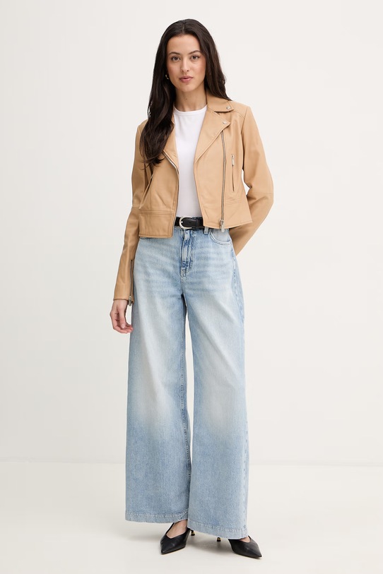 Pinko kurtka skórzana 106247.A32I beżowy SS26