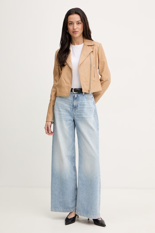 Pinko kurtka skórzana 106247.A32I beżowy SS26