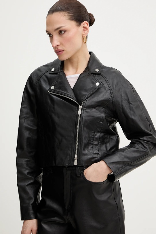 Δερμάτινο μπουφάν Pinko μαύρο 106229.A31Y