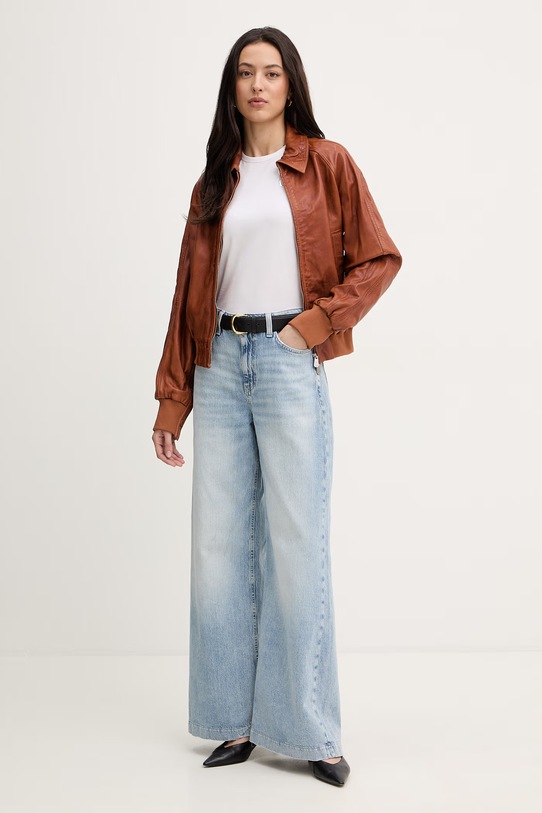 Pinko kurtka skórzana 106233.A31X brązowy SS26