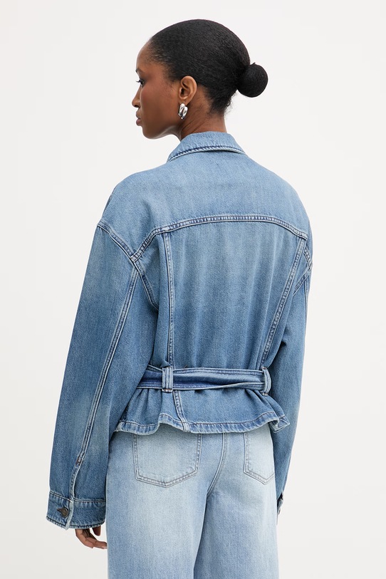 Odzież Pinko kurtka jeansowa damska bawełniana 106389.A341 niebieski