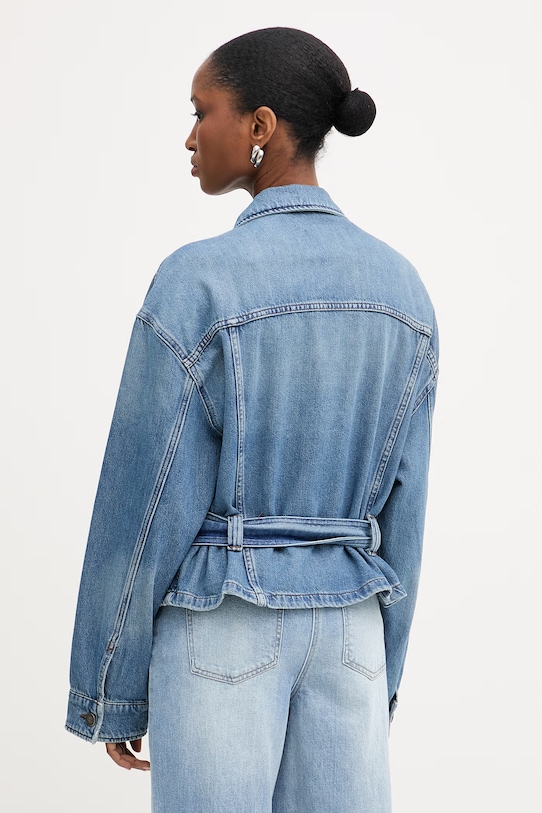 Odzież Pinko kurtka jeansowa damska bawełniana 106389.A341 niebieski