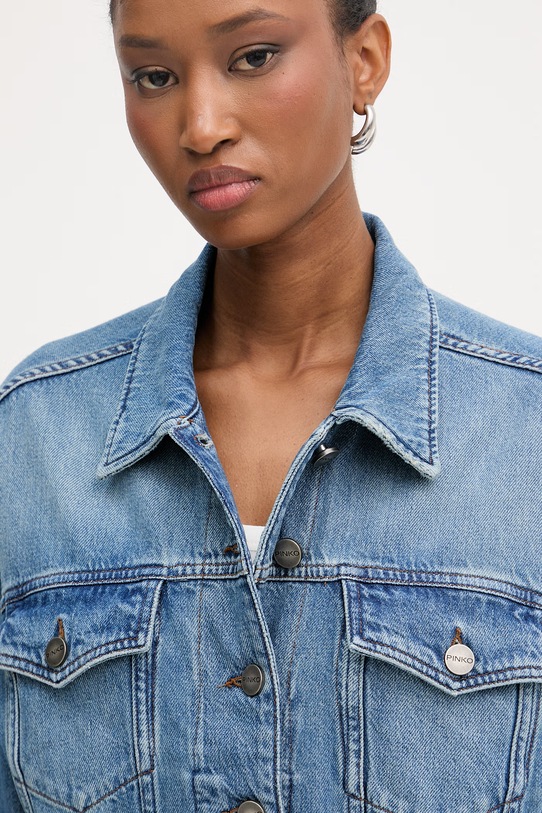 Pinko kurtka jeansowa damska bawełniana niebieski 106389.A341