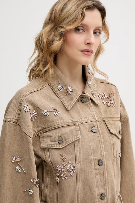 Pinko kurtka jeansowa beżowy 106389.A37D