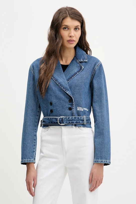 Karl Lagerfeld Jeans kurtka jeansowa bez kaptura niebieski B1W14040